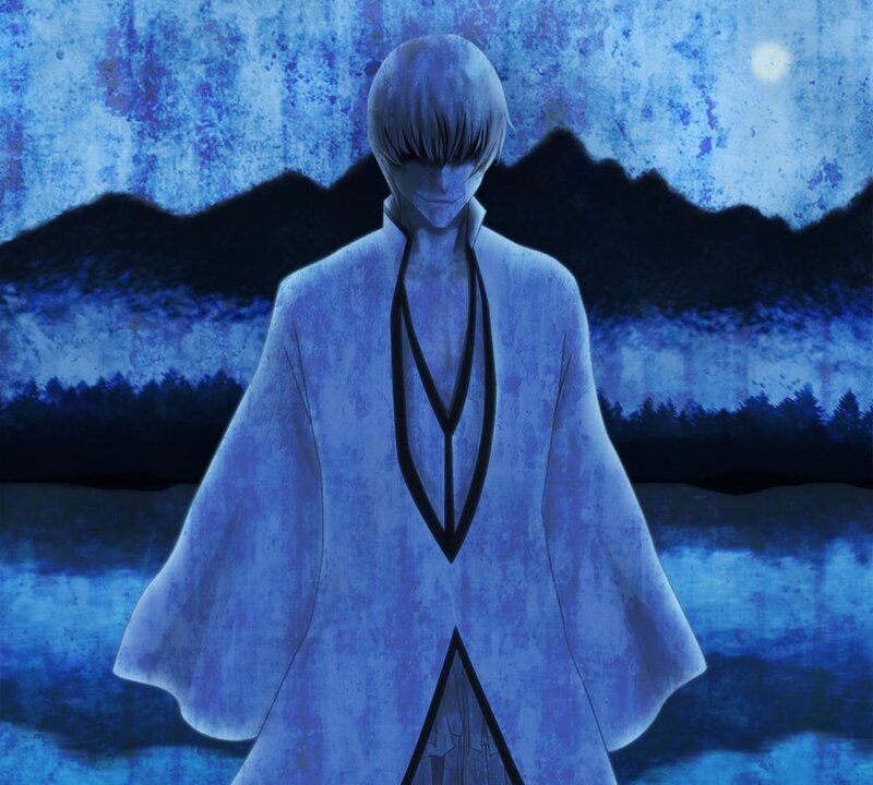 Anime Character in White Robe — Blue, Dramatic, Night, Digital Art