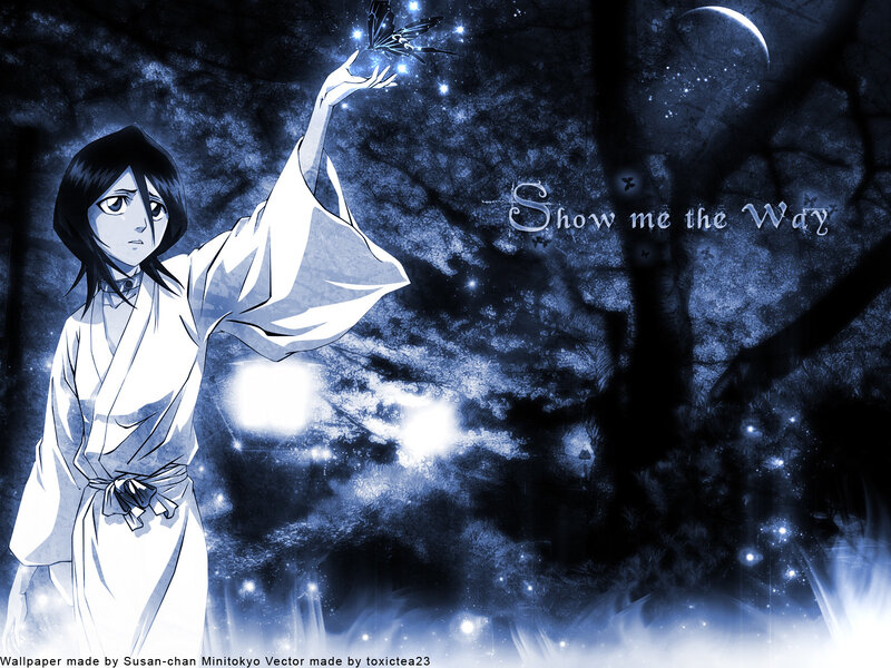 Anime Character in White Robe — Blue, Dramatic, Night