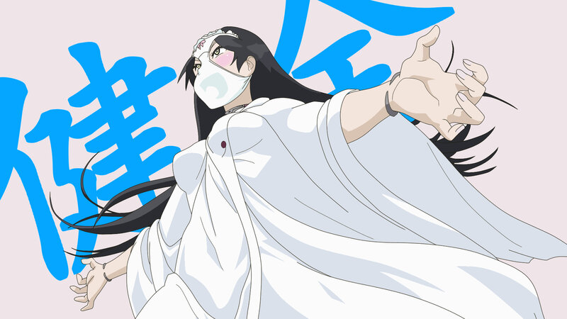 Anime Character in White Robe — Dramatic, Mask