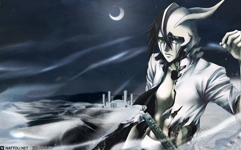 Anime Character in White Robe — Dramatic, Night, Manga, Moon