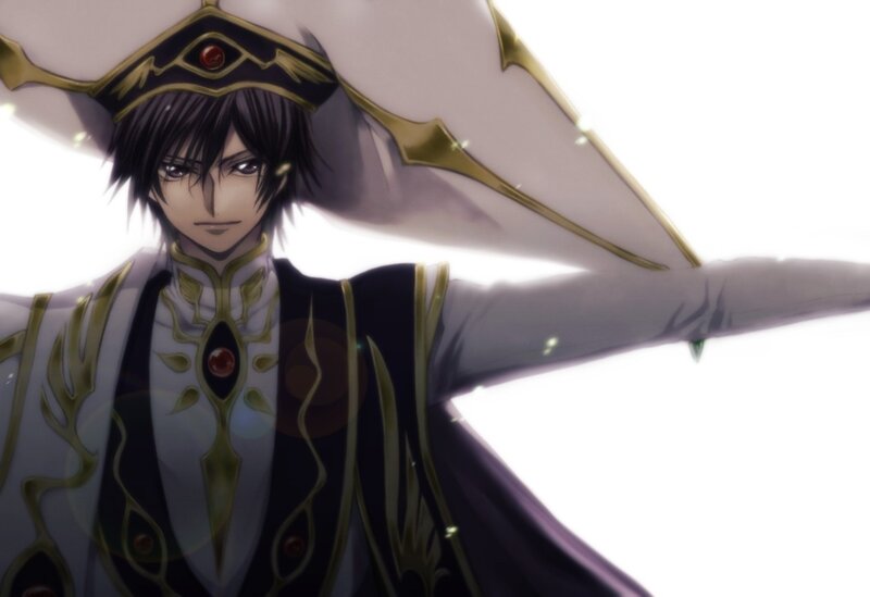 Anime Character in White Robe — Dramatic, White Robe, Gold Trim