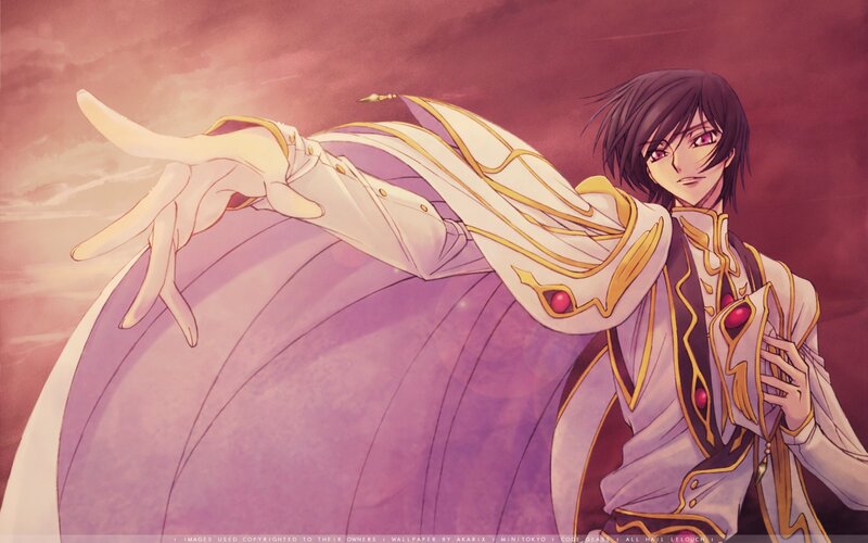 Anime Character in White Robe — Purple, Dramatic, Sunset