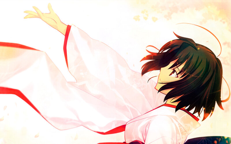 Anime Character in White Robe — Serene, Spring