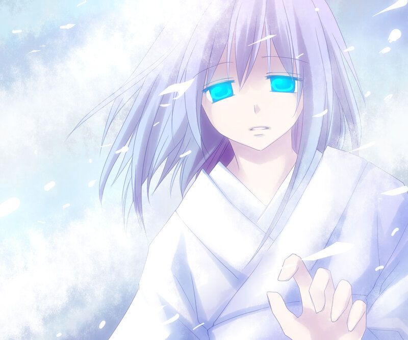 Anime Character in White Robe — Serene, Winter, White Robe