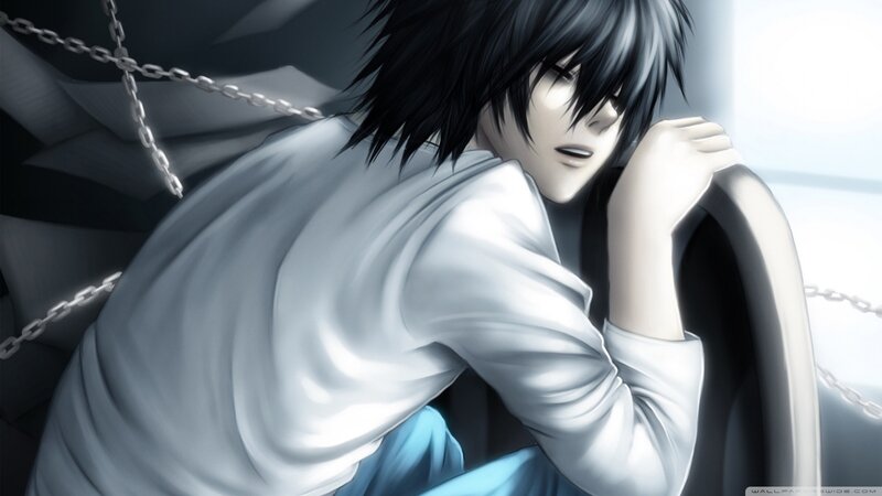 Anime Character in White Shirt — Gray, Dramatic