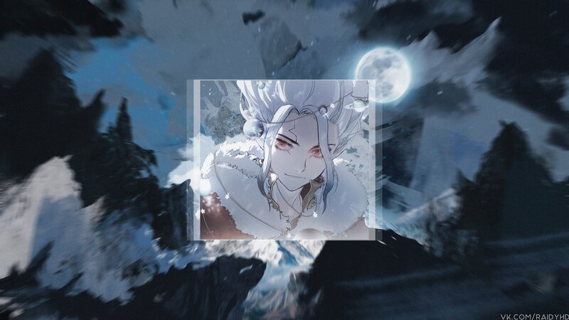 Anime Character in Winter — Blue, Dramatic
