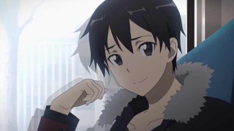 Anime Character in Winter Coat — Black