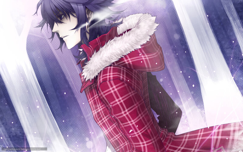 Anime Character in Winter Coat — Purple