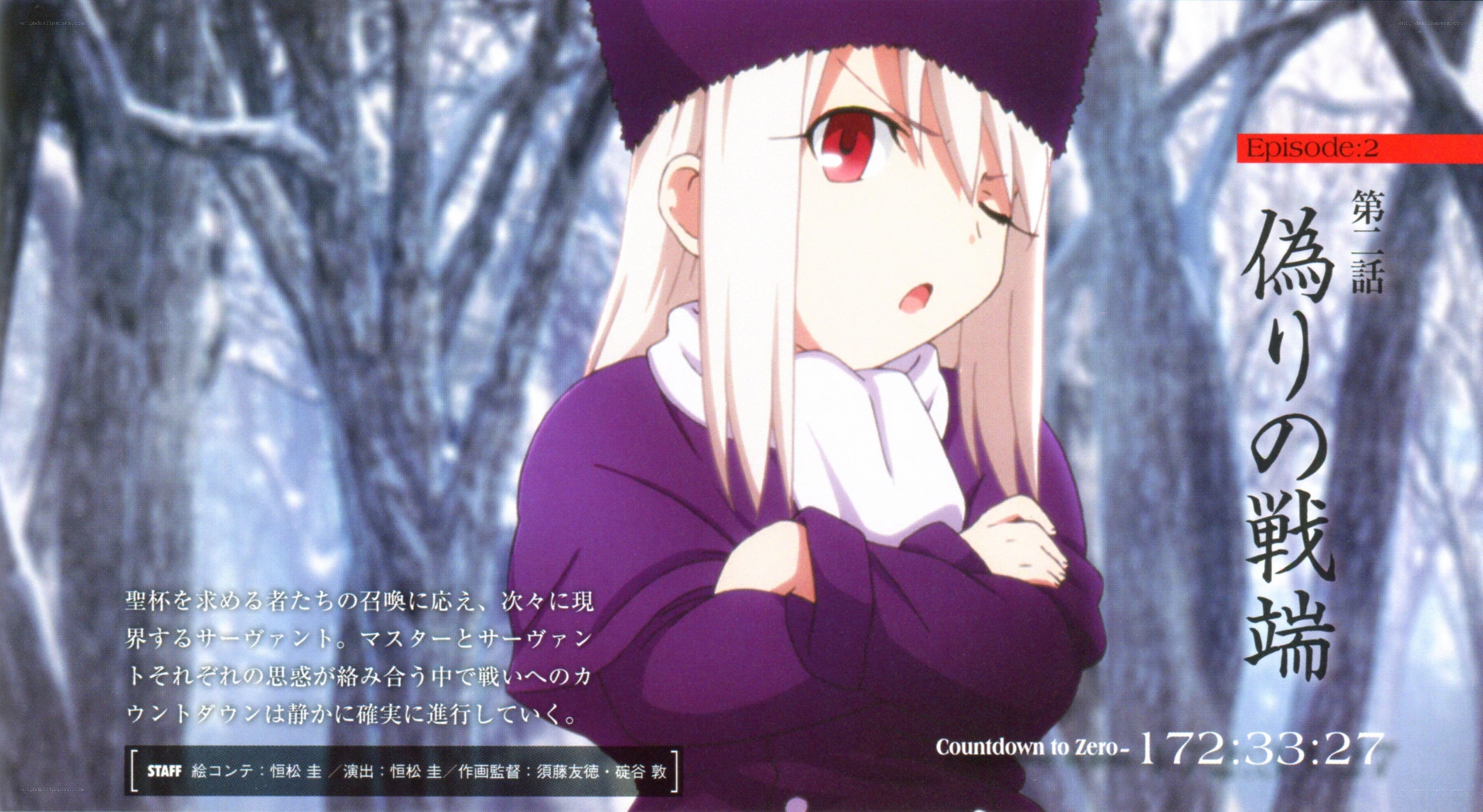 Anime character in winter forest