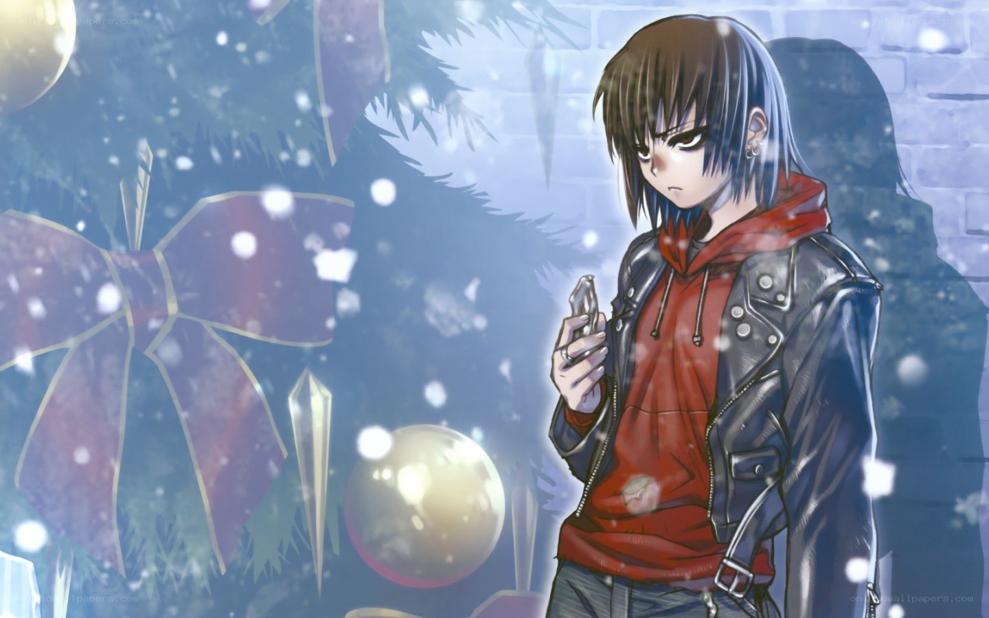 anime character in winter scene