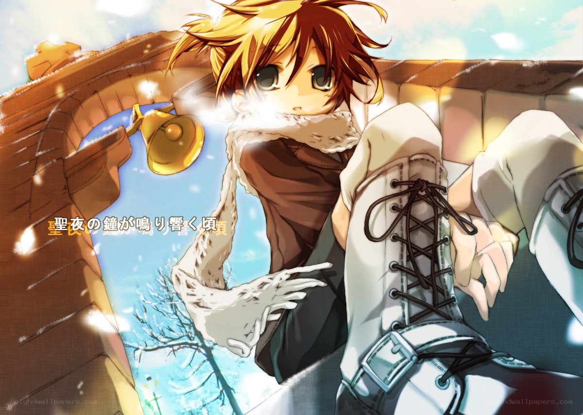Anime character in winter scene