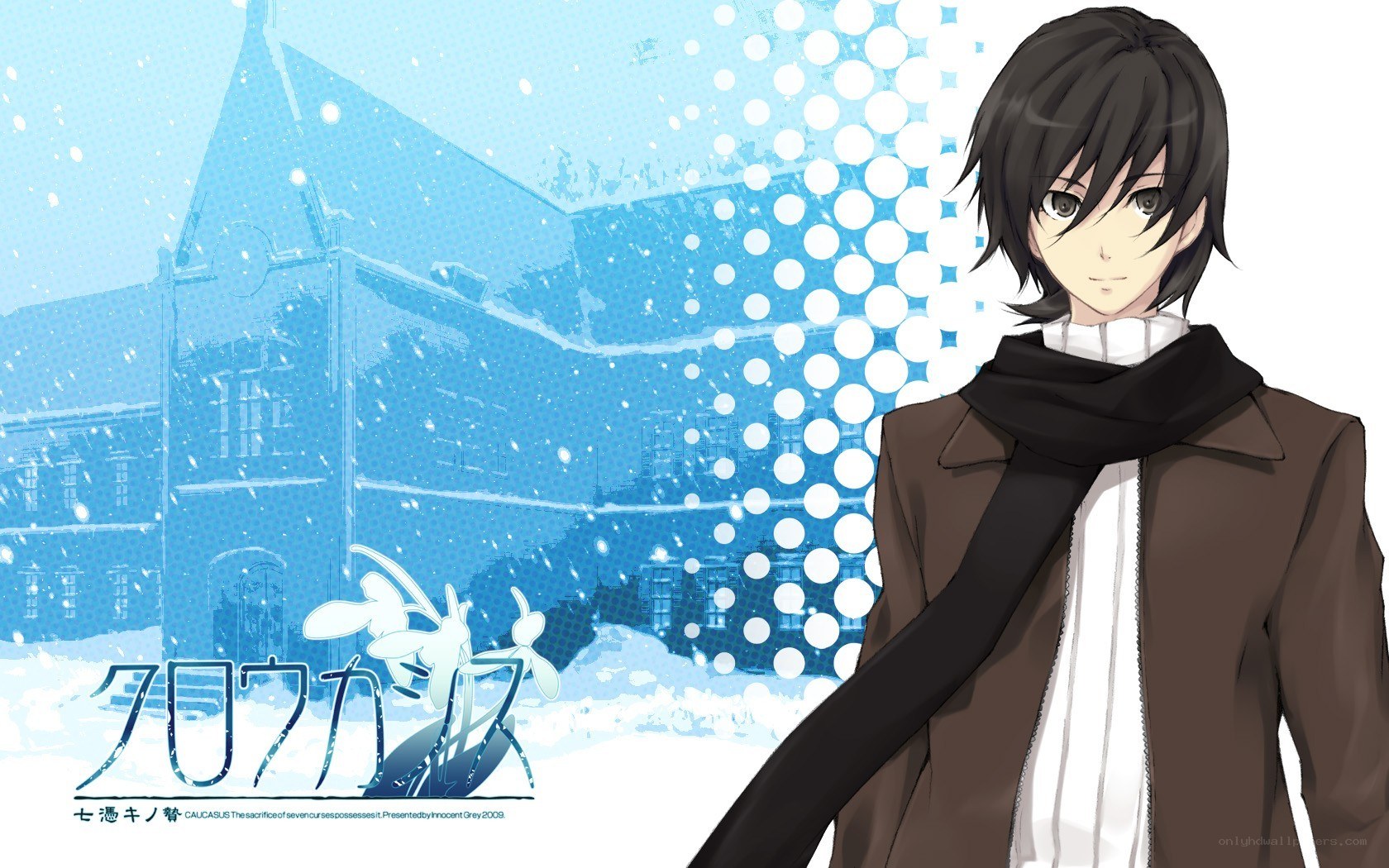 Anime character in winter scene