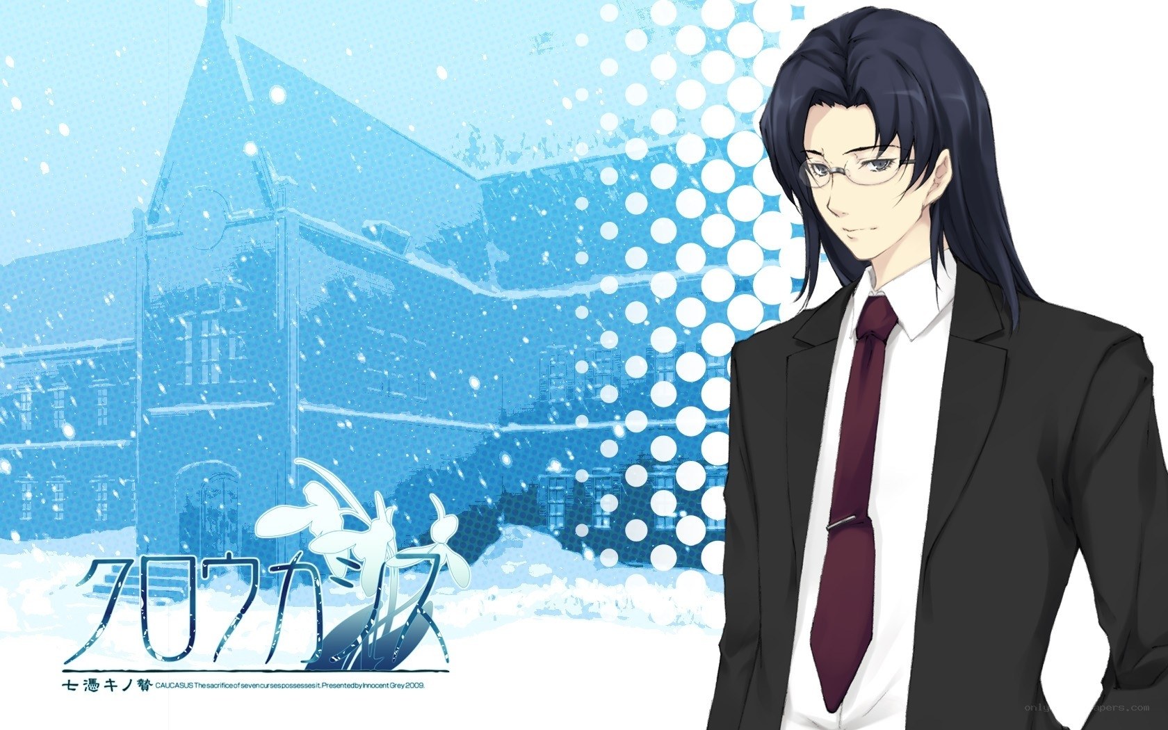 Anime character in winter scene