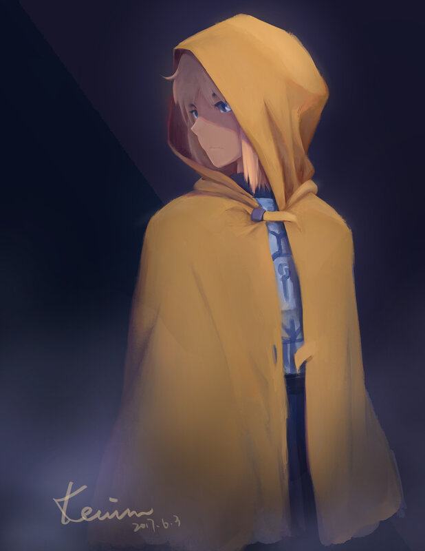 Anime Character in Yellow Cloak — Dramatic