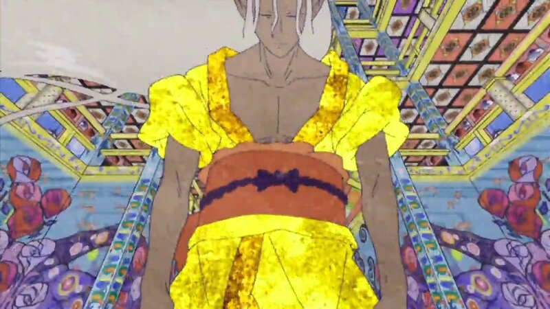 anime character in yellow kimono