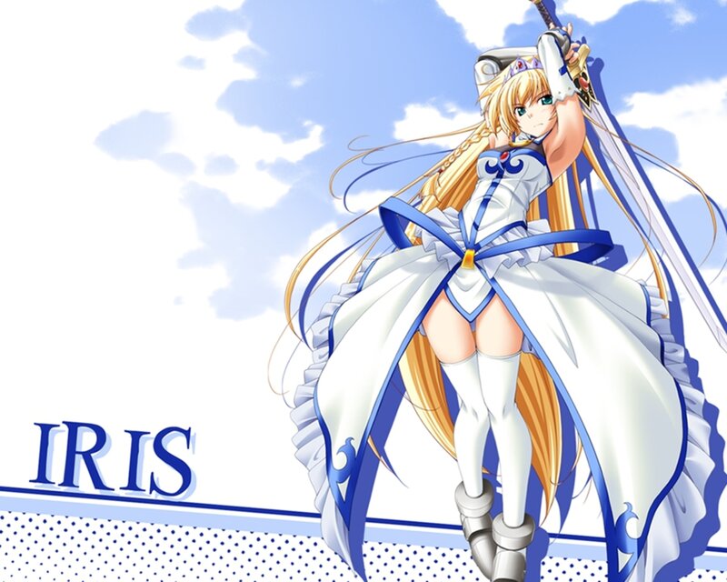 Anime character Iris in white and blue