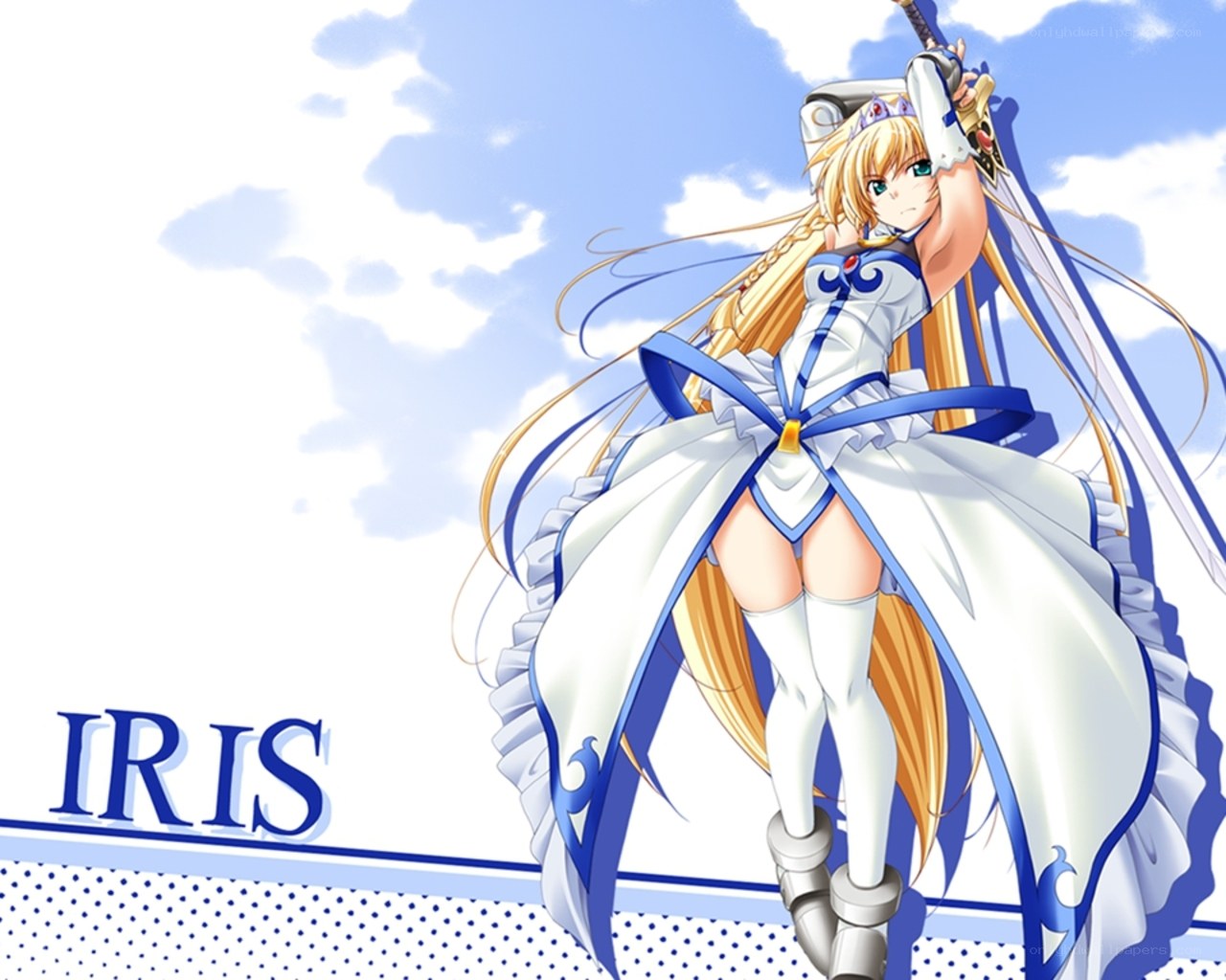 Anime character Iris in white and blue