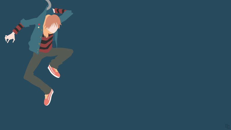 Anime Character Jumping — Blue, Dynamic, Digital Art