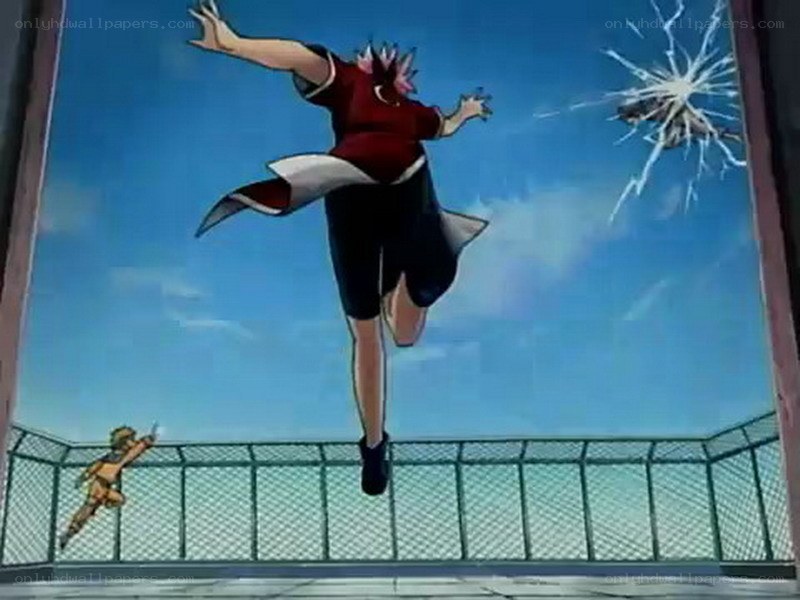 Anime character jumping through window