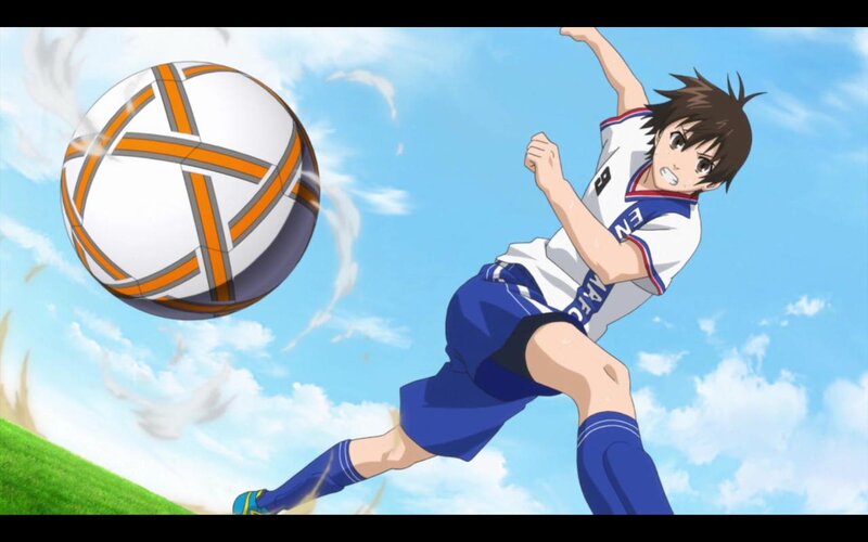 Anime Character Kicking Ball — Blue