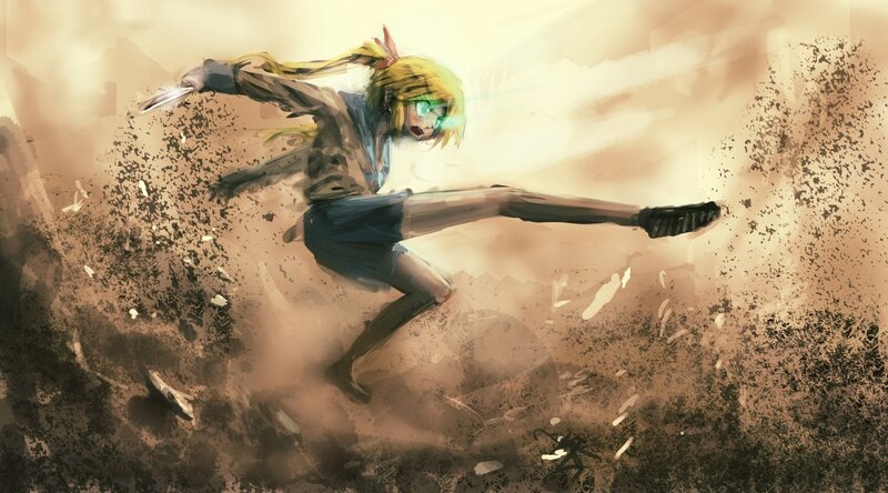 Anime Character Kicking — Brown
