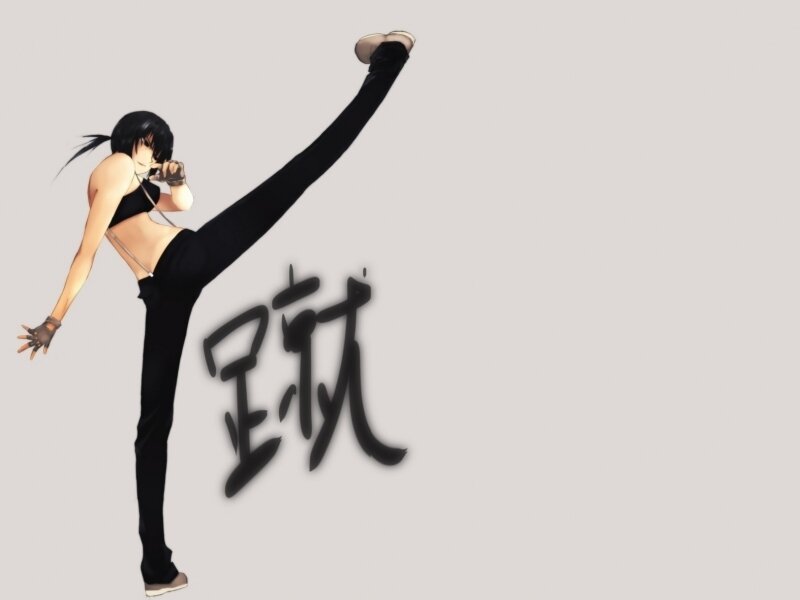 Anime Character Kicking — Gray