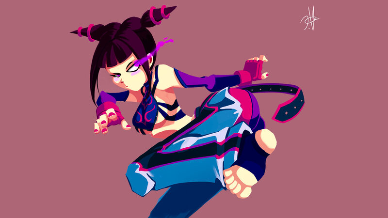 Anime Character Kicking — Pink