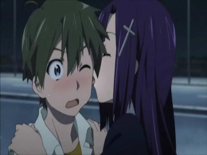 anime character kiss scene