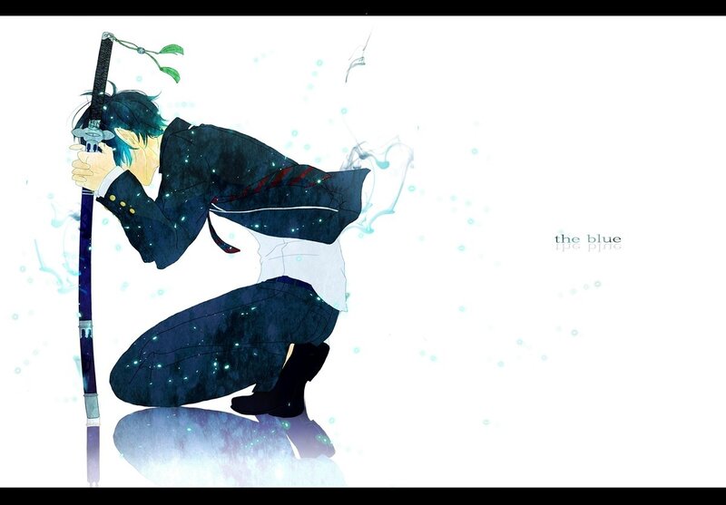 Anime Character Kneeling — Blue, Dramatic