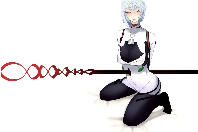 Anime Character Kneeling — White, Calm