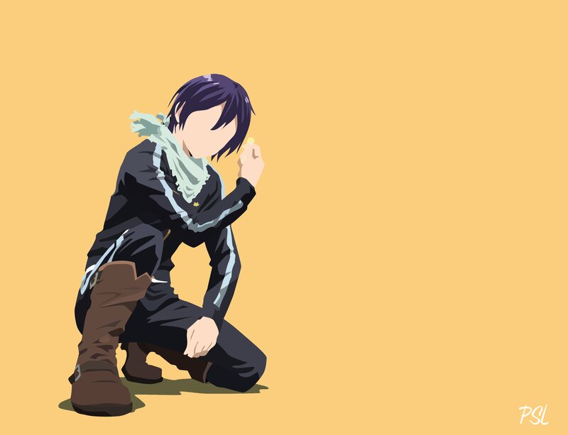 Anime Character Kneeling — Yellow, Contemplative