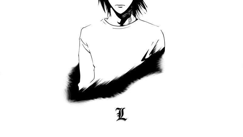 Anime Character L — Black, Dramatic, Manga, T-shirt