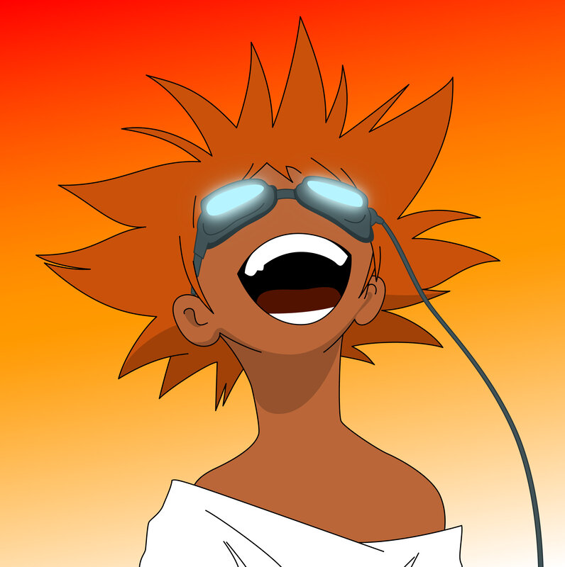 Anime Character Laughing — Orange, Joyful