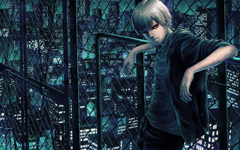 Anime Character Leaning on Fence