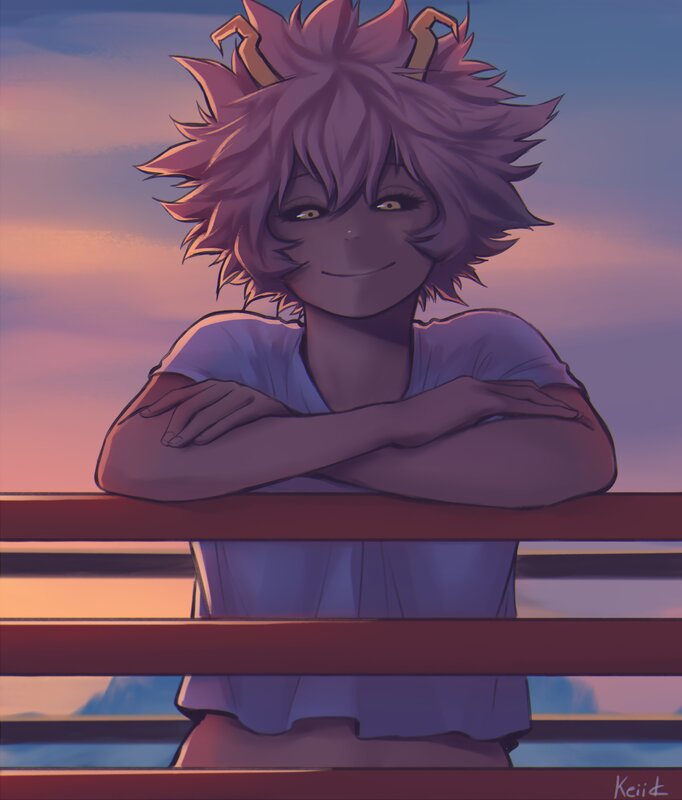 Anime Character Leaning on Railing