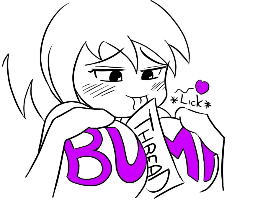 anime character licking a bag