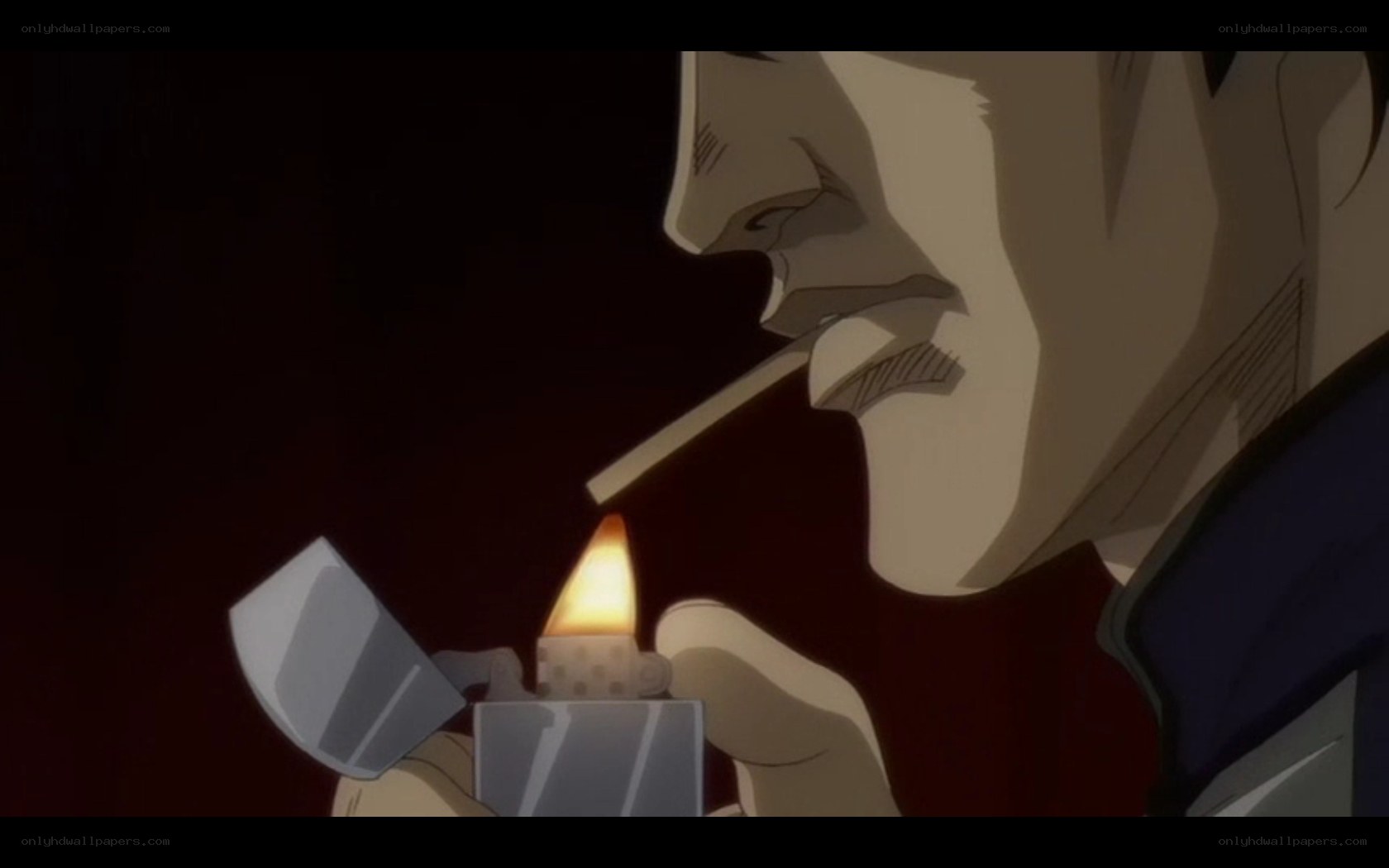 anime character lighting a cigarette