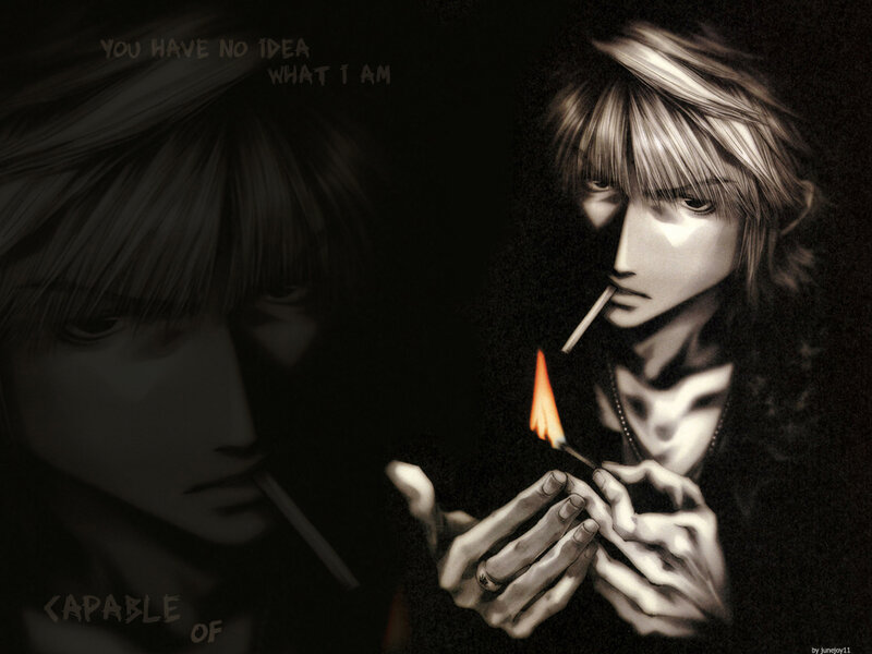 anime character lighting cigarette