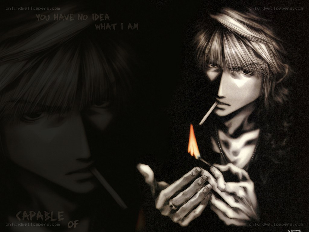 anime character lighting cigarette