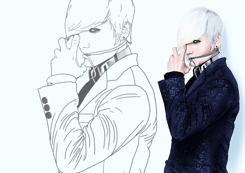 anime character line art and color