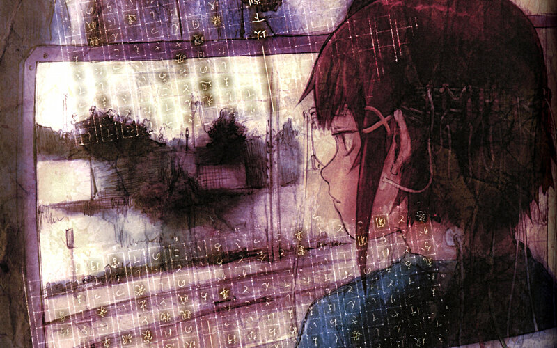 anime character looking out window