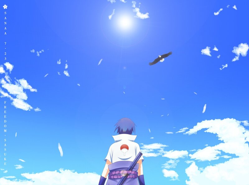 Anime Character Looking Up — Blue