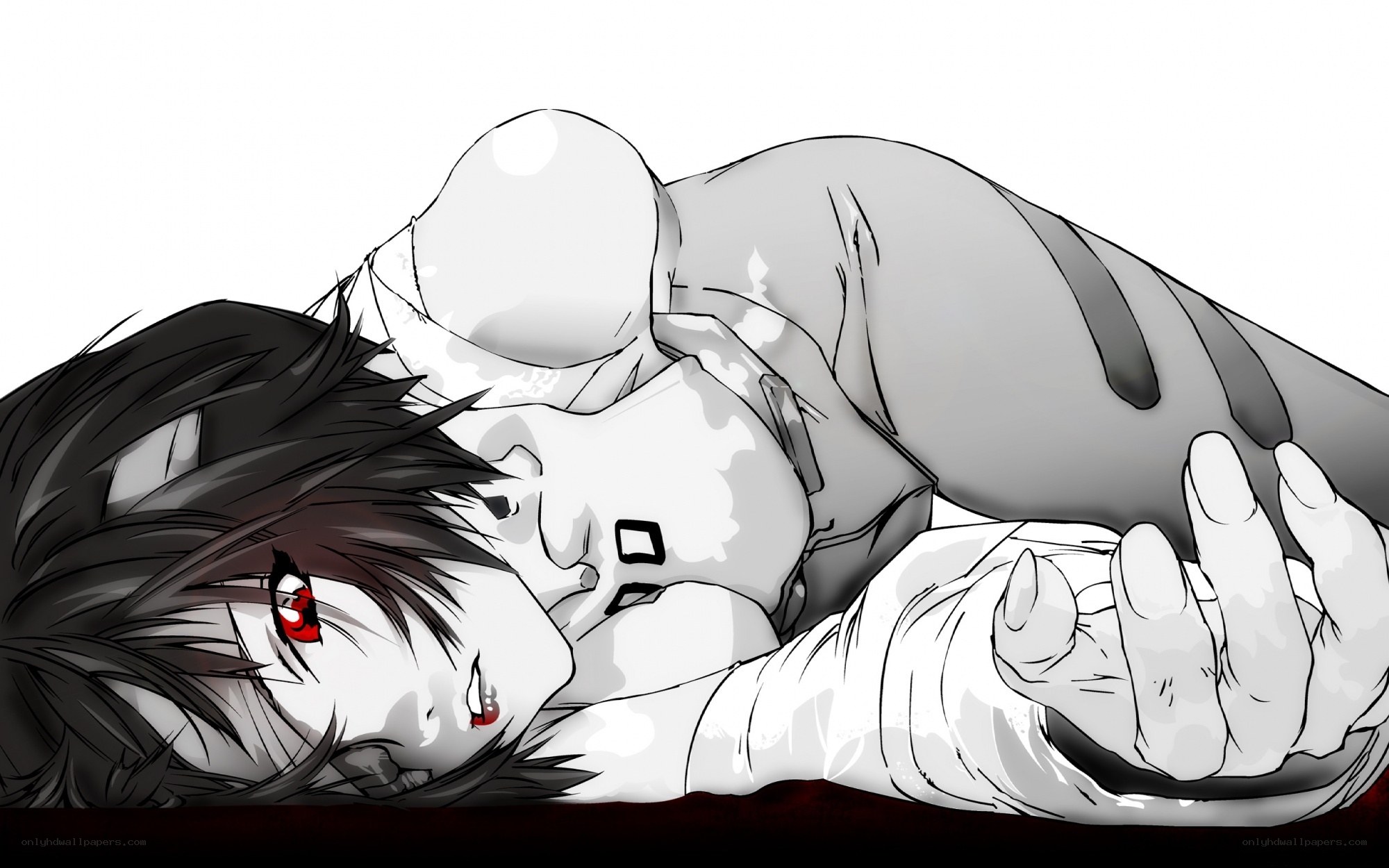 Anime character lying down