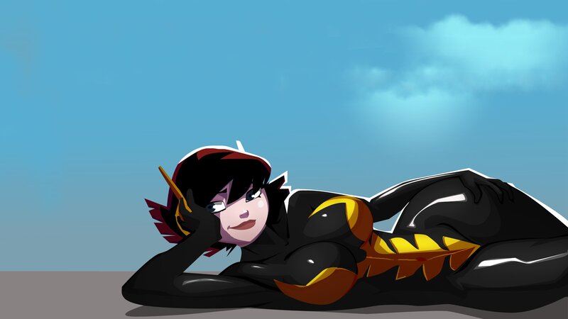 anime character lying down
