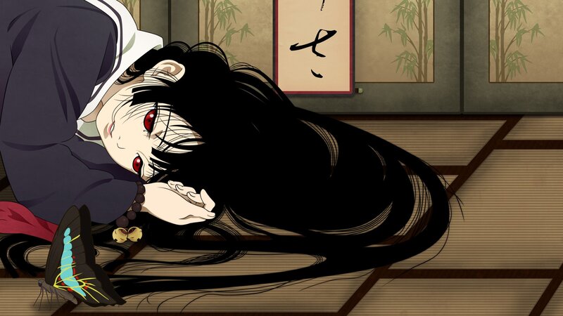 Anime Character Lying Down — Black, Calm, Butterfly