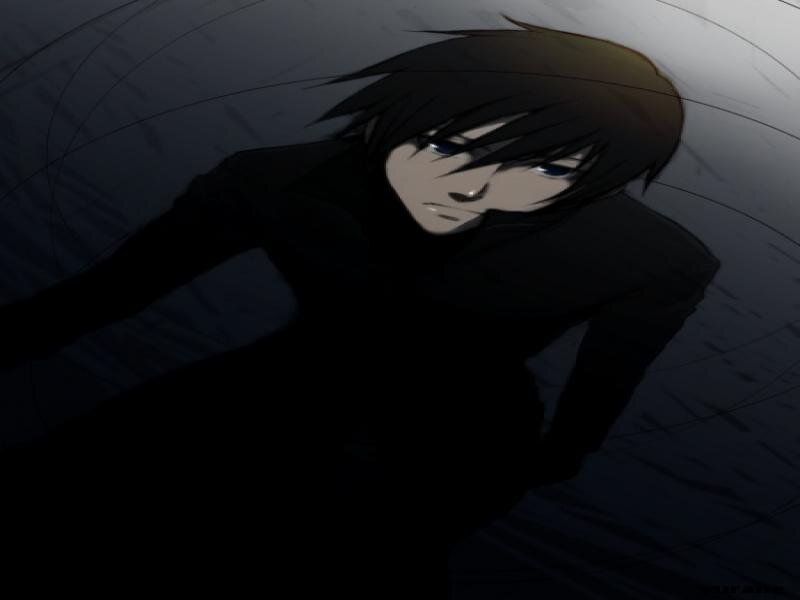 Anime Character Lying Down — Black, Dramatic, Dark Clothing