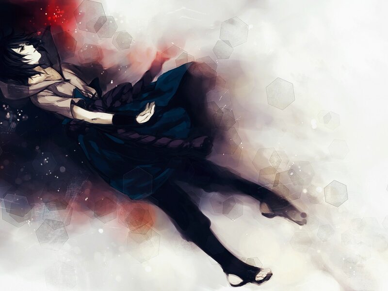 Anime Character Lying Down — Black, Dramatic, Digital Art, Blood