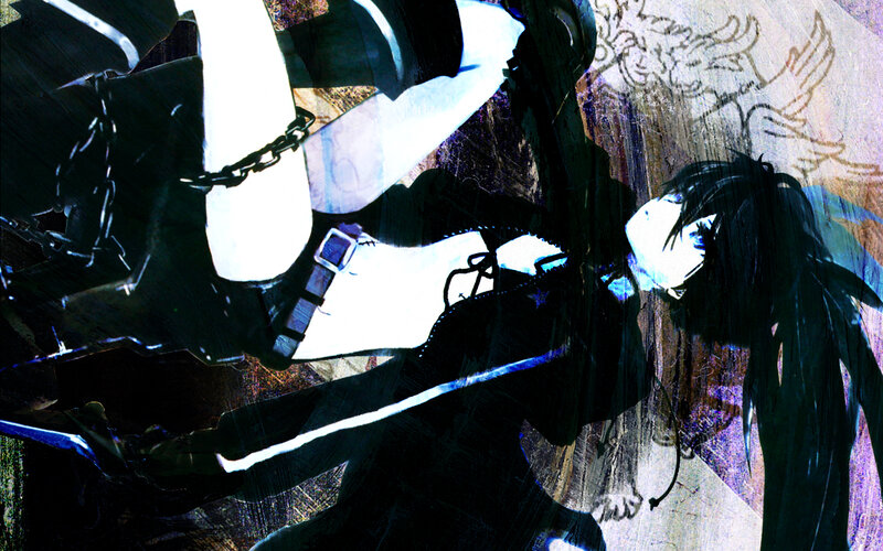 Anime Character Lying Down — Black, Dramatic, Digital Art, Chains