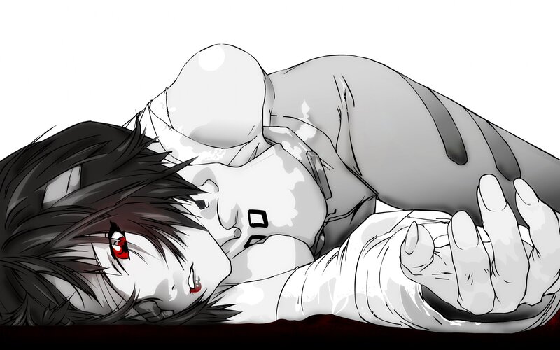 Anime Character Lying Down — Black, Dramatic, Manga, Blood