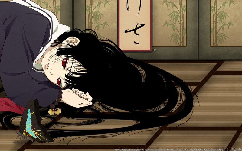 Anime Character Lying Down — Black, Dramatic, Manga, Butterfly